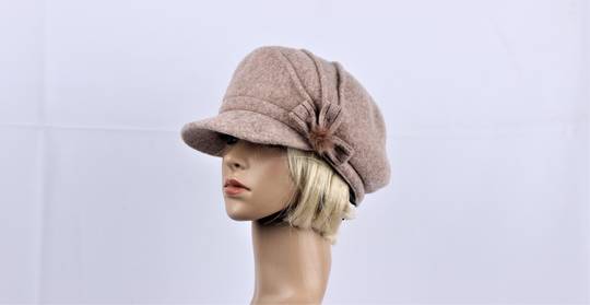Headstart wool felt cap w pleats, flower beige Style : HS/1411